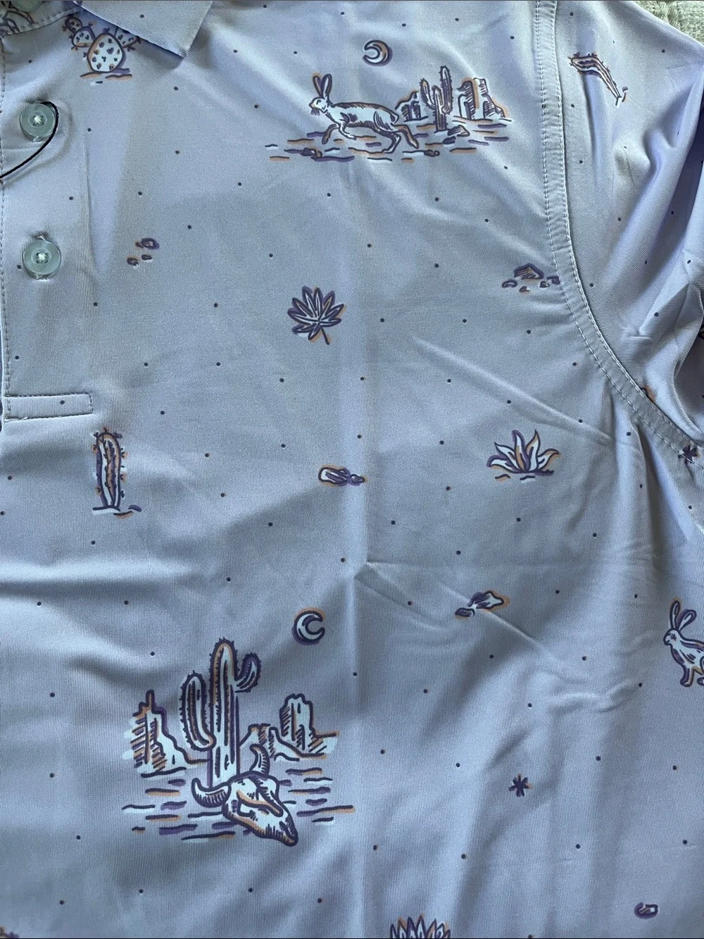 Waggle Golf Men's Lavender Desert-Print Polo Shirt - Picture 4 of 4